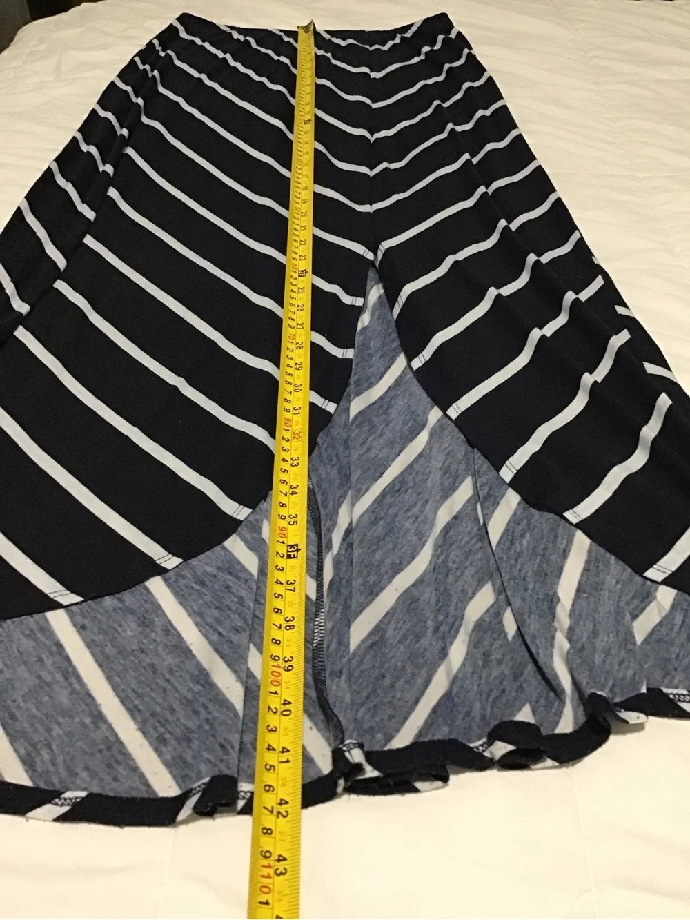 Navy and White Diagonal Stripe Maxi Skirt Size M